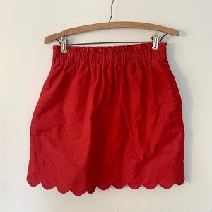 J. Crew Red Scalloped Hem Skirt Size 2